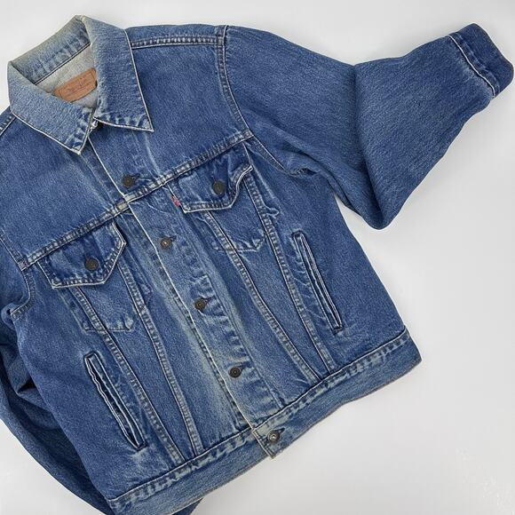 Vintage 70s Levi’s Jacket 70506 0216 Blue Denim Trucker Size 42 Made In Canada - Picture 1 of 12
